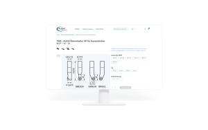 Produktseite von Alesa für Klemmhalter SR, dargestellt auf Desktop